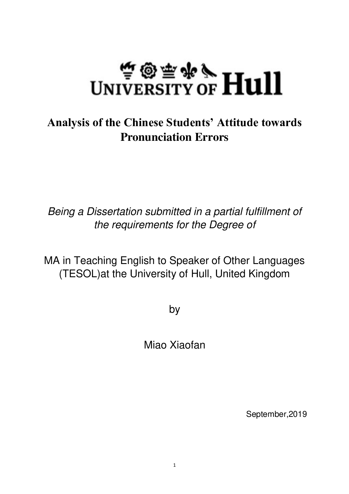 Preview image for Analysis of the Chinese Students’ Attitude towards Pronunciation Errors